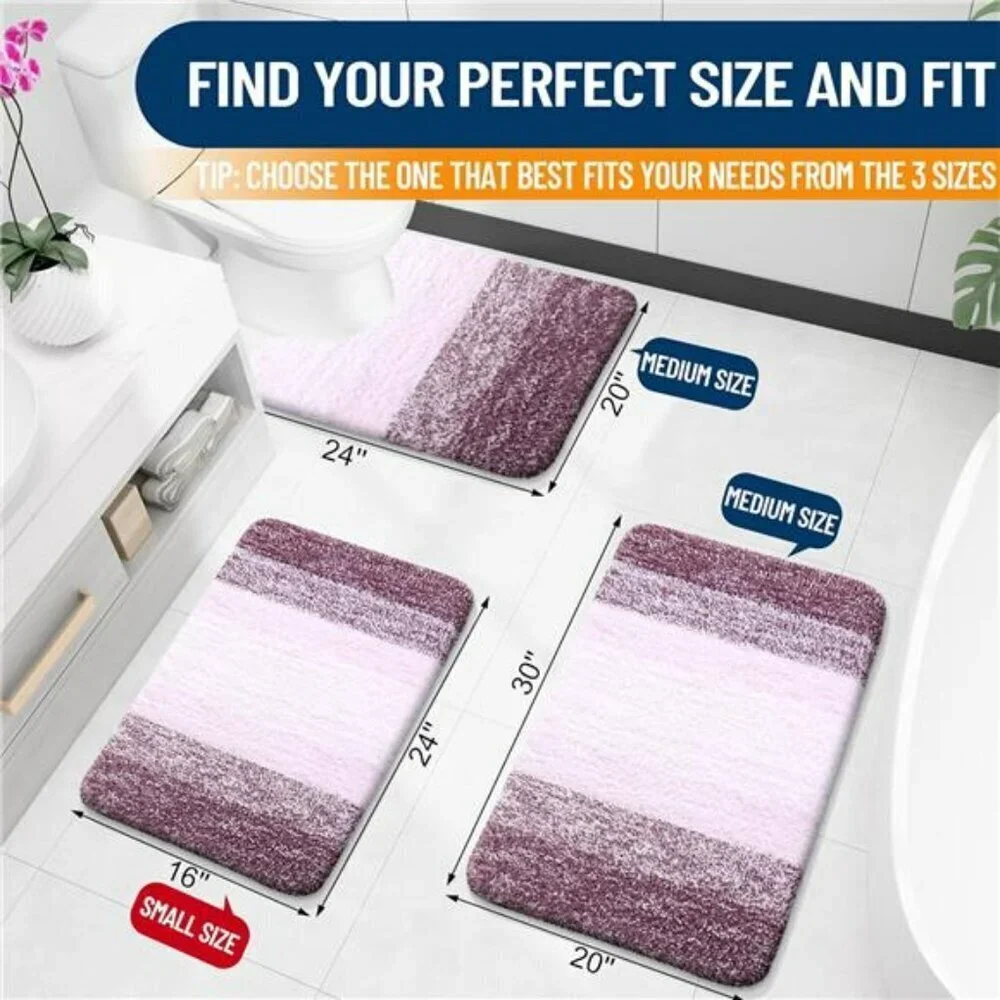 Bathroom Rug Mat 24x16 Extra Soft and Absorbent Microfiber Bath Rugs Non-Slip